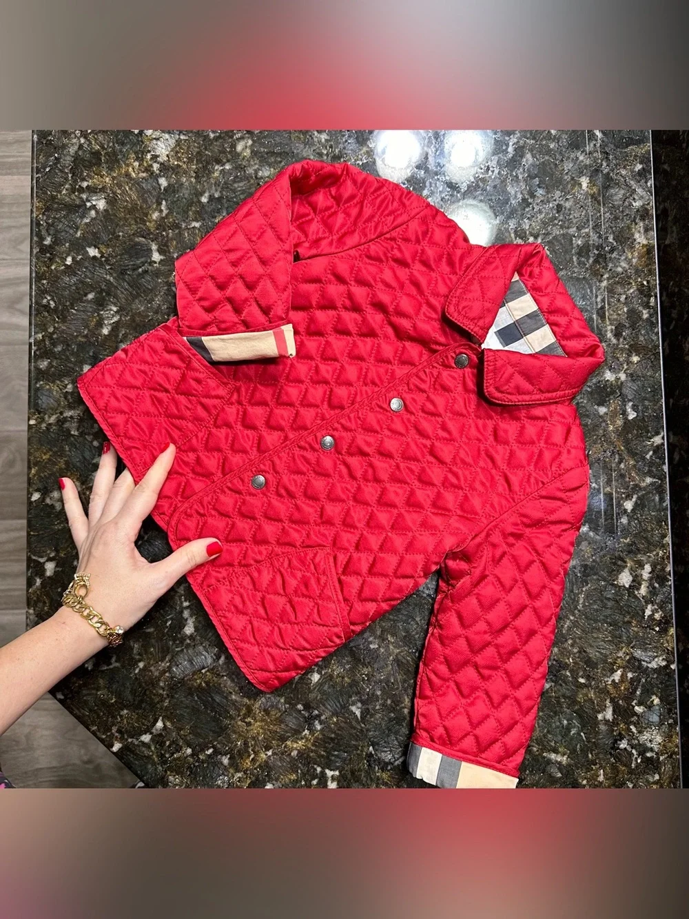 Authentic BURBERRY Quilted Jacket Boy Girl Cherry Children Nova Kids 9-12 Months